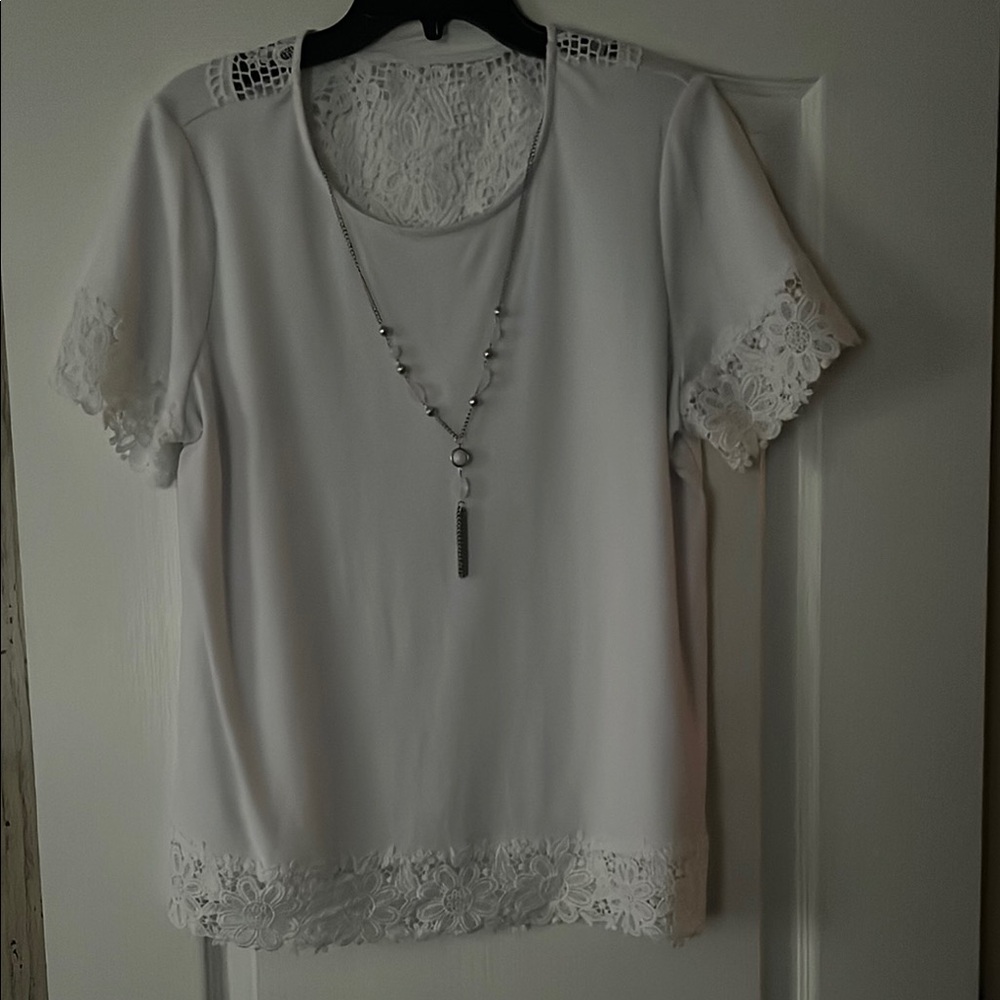 Elegant White Lace Trim Top